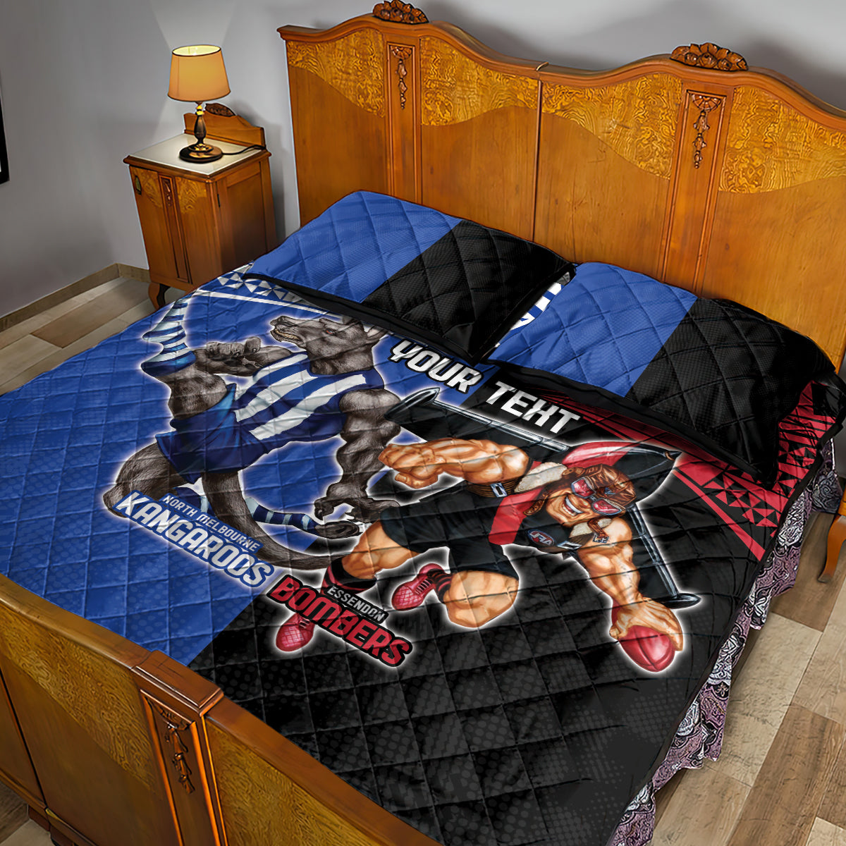 Custom Kangaroos and Bombers Quilt Bed Set Together Sporty Style