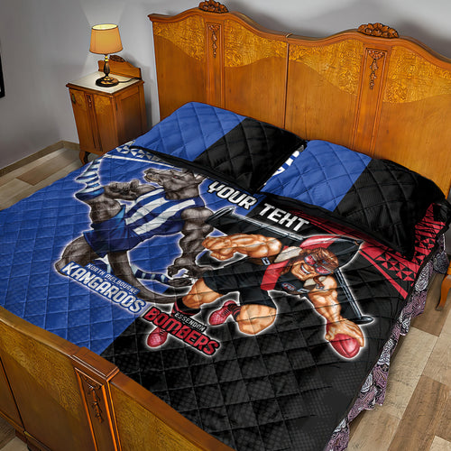 Custom Kangaroos and Bombers Quilt Bed Set Together Sporty Style