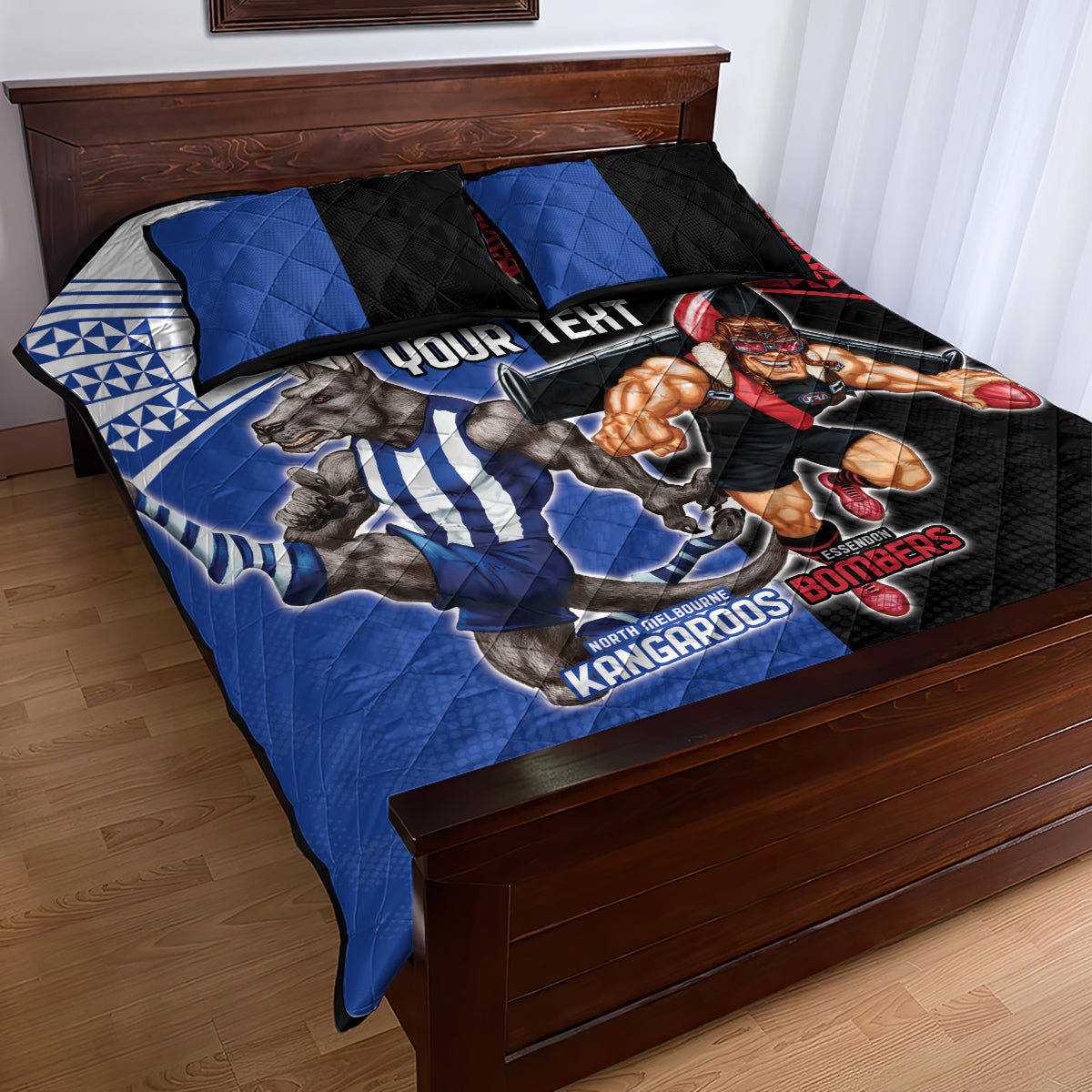 Custom Kangaroos and Bombers Quilt Bed Set Together Sporty Style