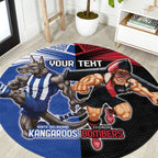 Custom Kangaroos and Bombers Round Carpet Together Sporty Style