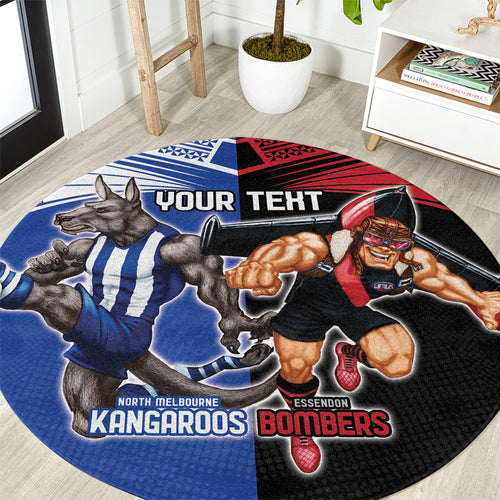 Custom Kangaroos and Bombers Round Carpet Together Sporty Style