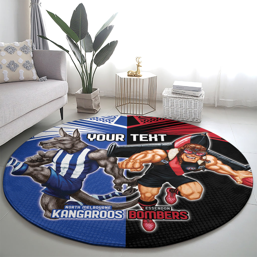 Custom Kangaroos and Bombers Round Carpet Together Sporty Style
