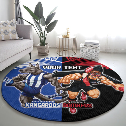 Custom Kangaroos and Bombers Round Carpet Together Sporty Style