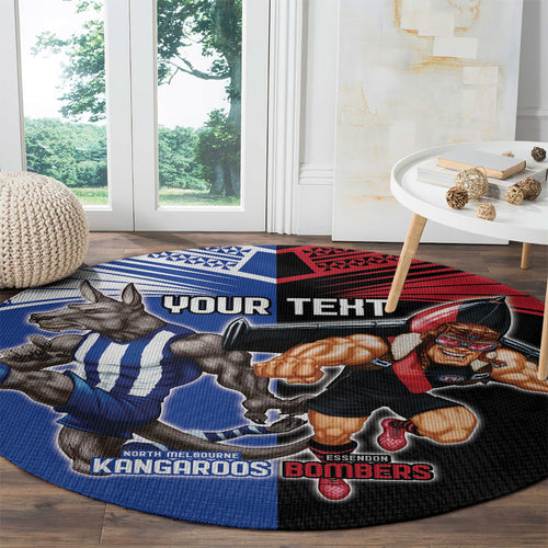 Custom Kangaroos and Bombers Round Carpet Together Sporty Style