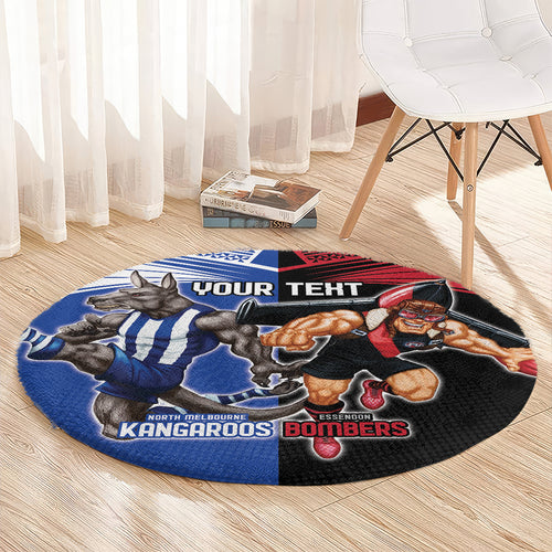 Custom Kangaroos and Bombers Round Carpet Together Sporty Style