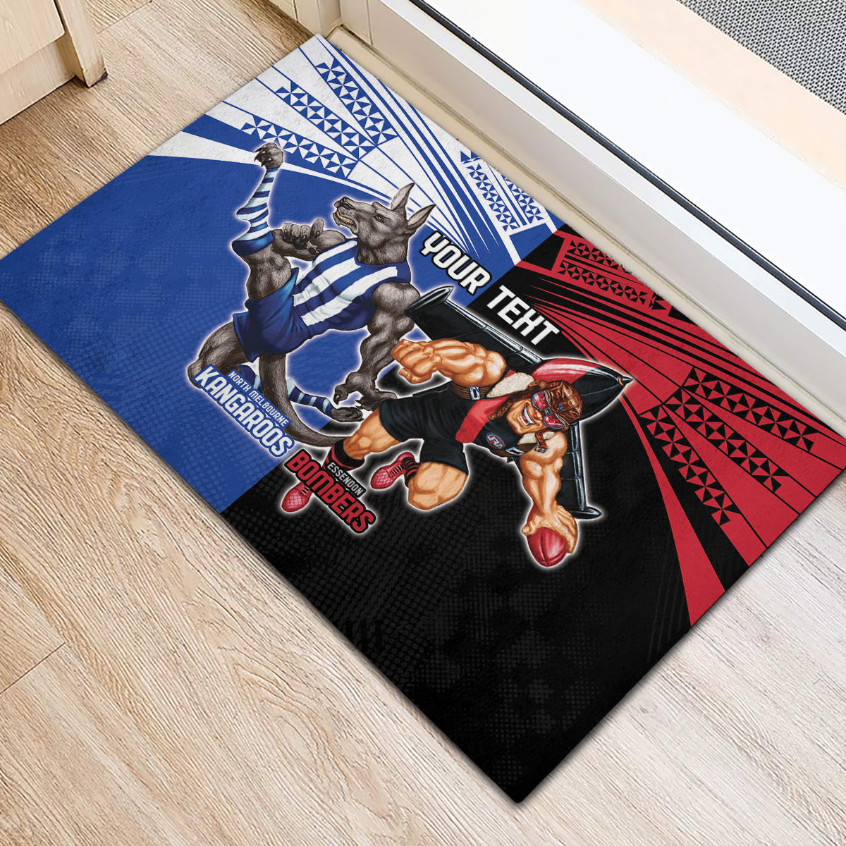 Custom Kangaroos and Bombers Rubber Doormat Together Sporty Style