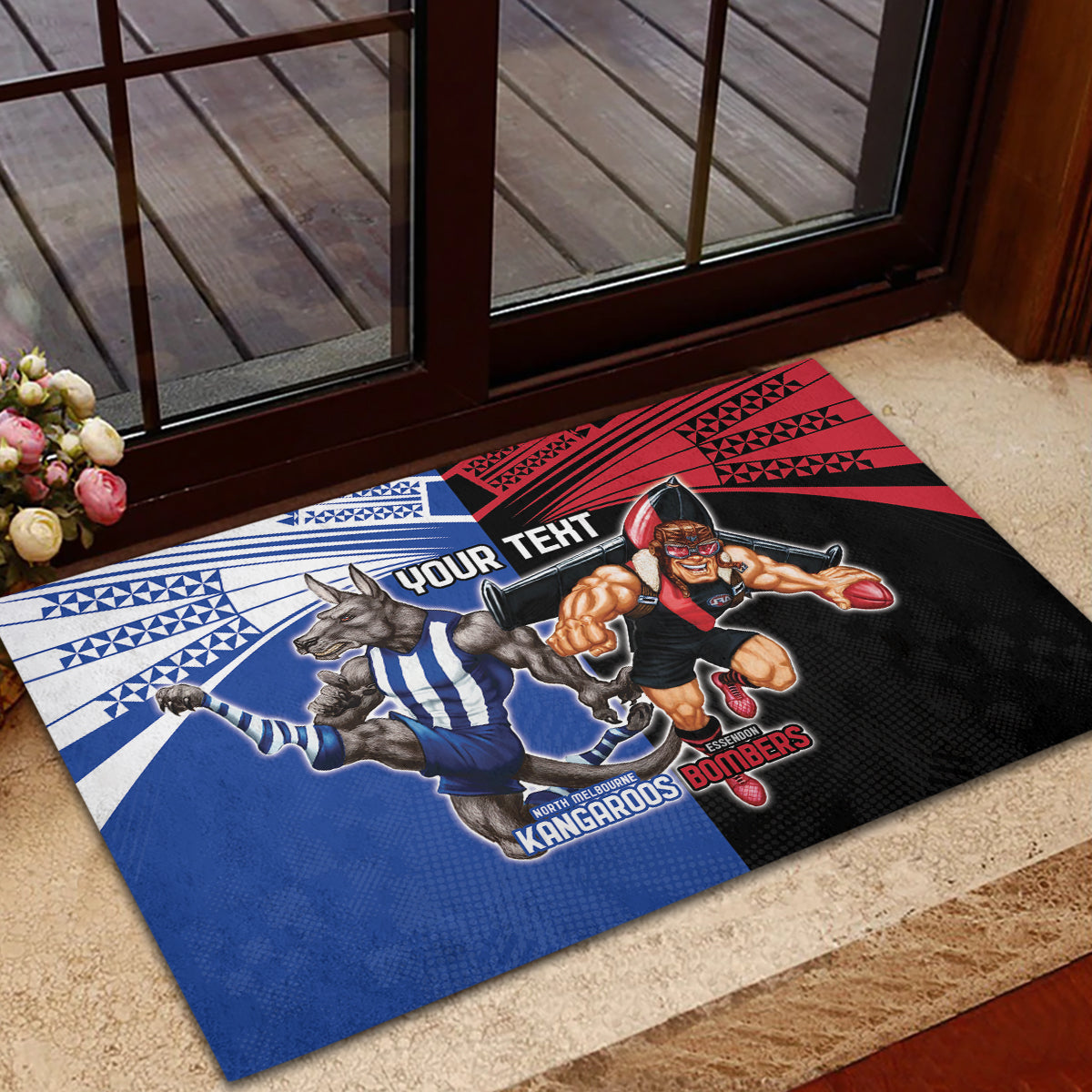 Custom Kangaroos and Bombers Rubber Doormat Together Sporty Style