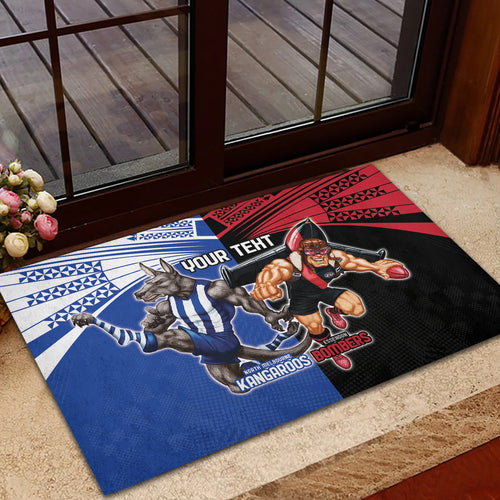 Custom Kangaroos and Bombers Rubber Doormat Together Sporty Style