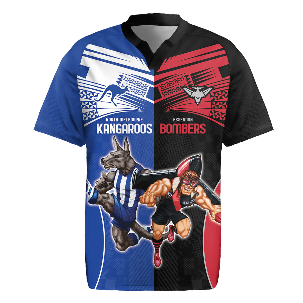 Custom Kangaroos and Bombers Rugby Jersey Together Sporty Style