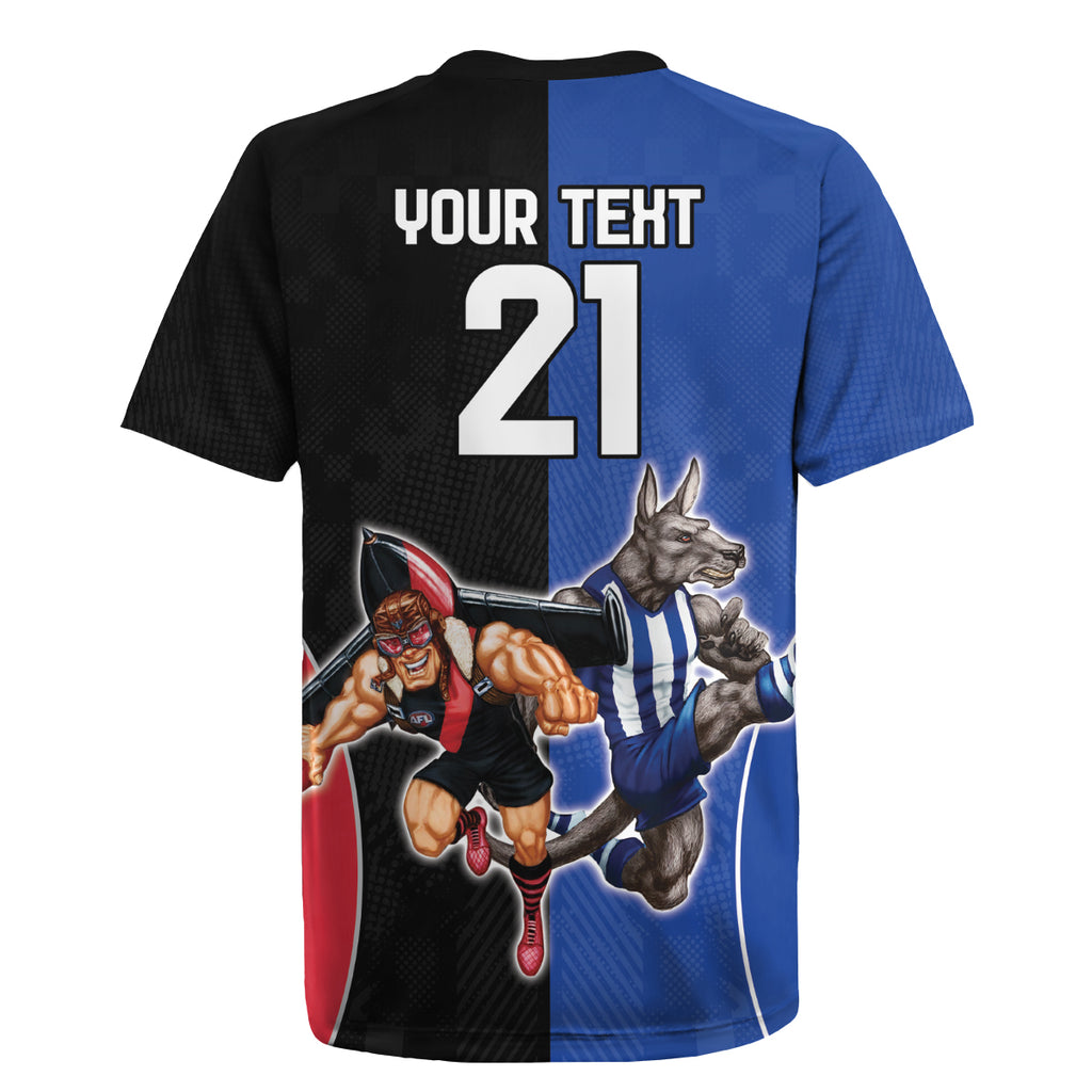 Custom Kangaroos and Bombers Rugby Jersey Together Sporty Style