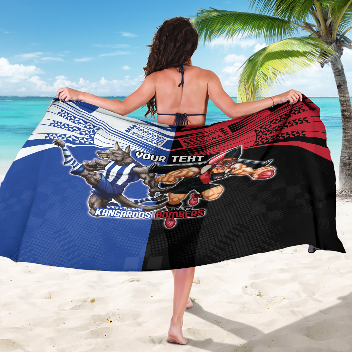 Custom Kangaroos and Bombers Sarong Together Sporty Style