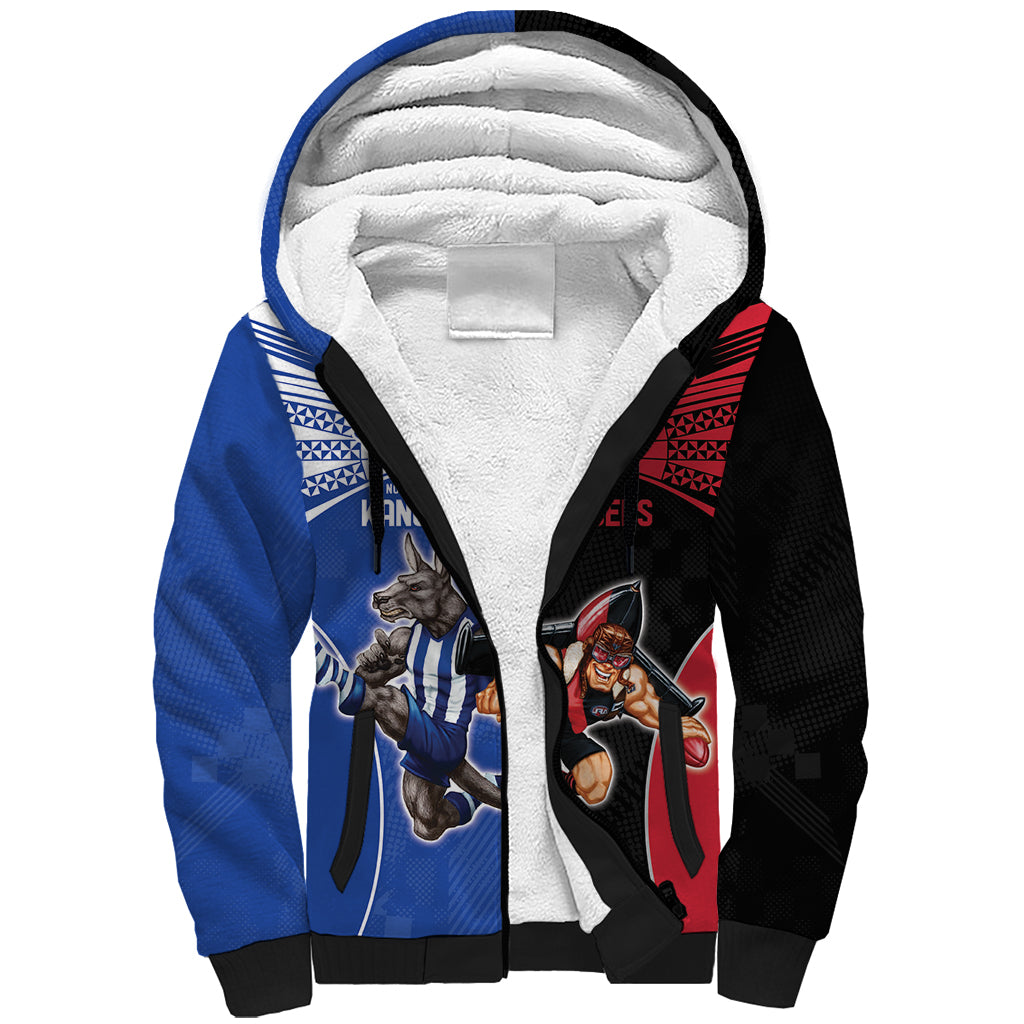 Custom Kangaroos and Bombers Sherpa Hoodie Together Sporty Style