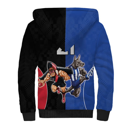 Custom Kangaroos and Bombers Sherpa Hoodie Together Sporty Style