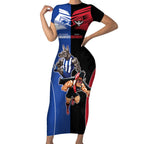 Custom Kangaroos and Bombers Short Sleeve Bodycon Dress Together Sporty Style