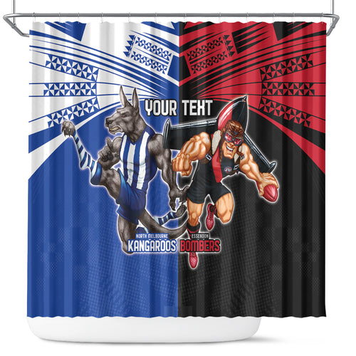Custom Kangaroos and Bombers Shower Curtain Together Sporty Style