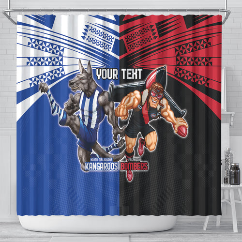 Custom Kangaroos and Bombers Shower Curtain Together Sporty Style