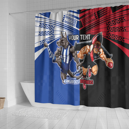 Custom Kangaroos and Bombers Shower Curtain Together Sporty Style
