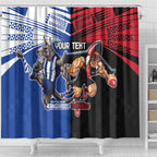 Custom Kangaroos and Bombers Shower Curtain Together Sporty Style
