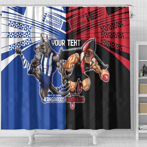 Custom Kangaroos and Bombers Shower Curtain Together Sporty Style