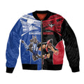 Custom Kangaroos and Bombers Sleeve Zip Bomber Jacket Together Sporty Style