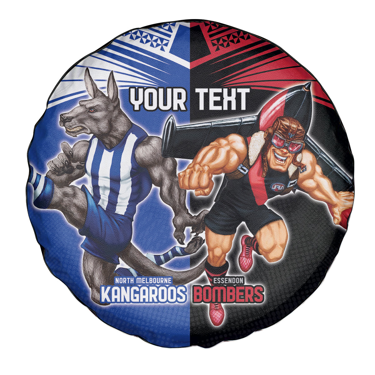 Custom Kangaroos and Bombers Spare Tire Cover Together Sporty Style