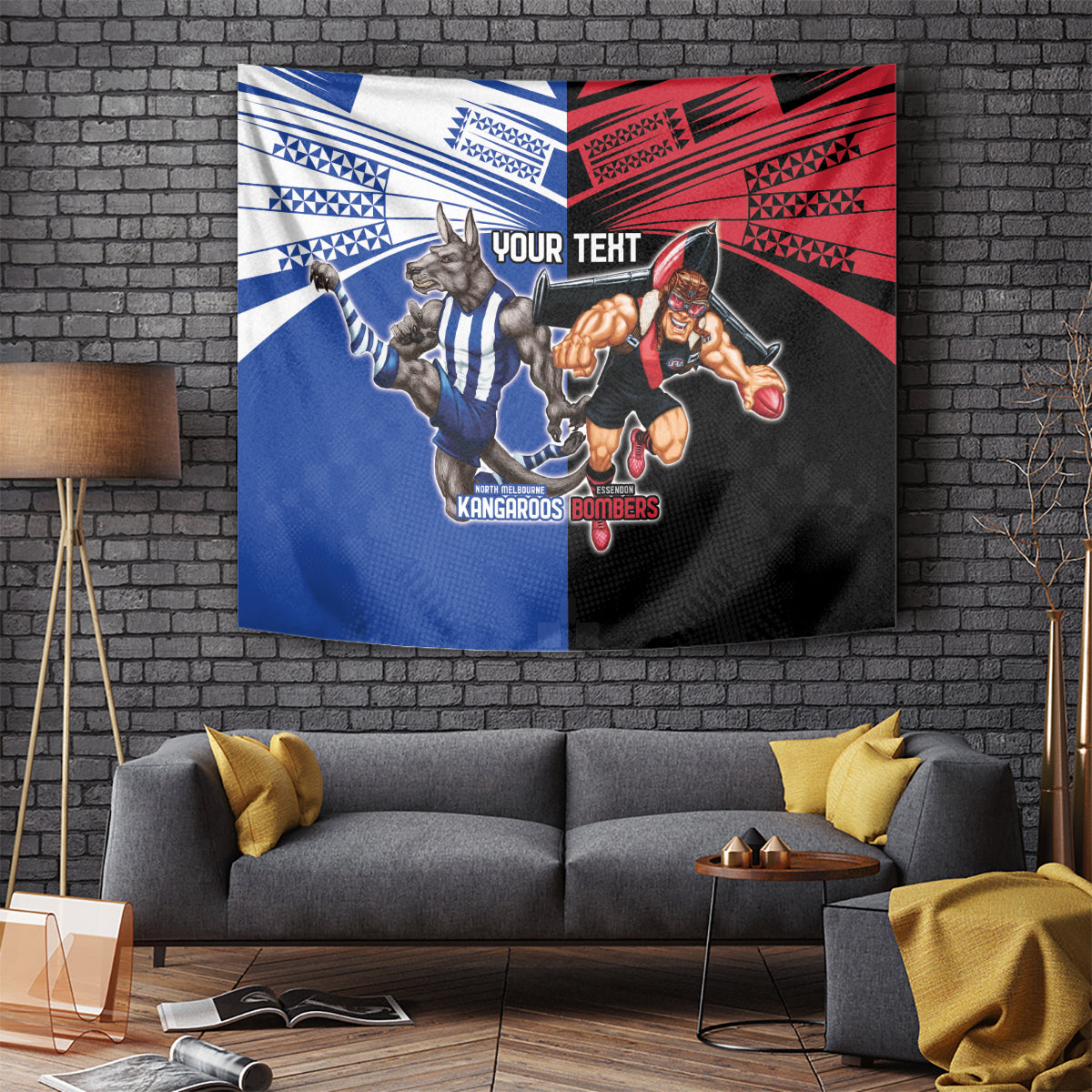 Custom Kangaroos and Bombers Tapestry Together Sporty Style