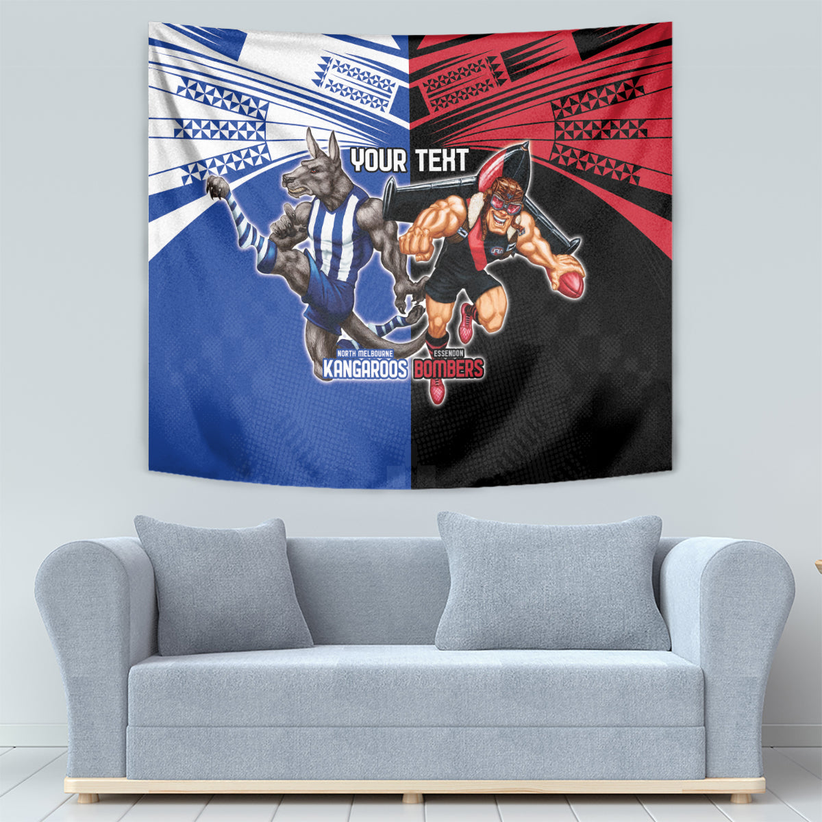 Custom Kangaroos and Bombers Tapestry Together Sporty Style