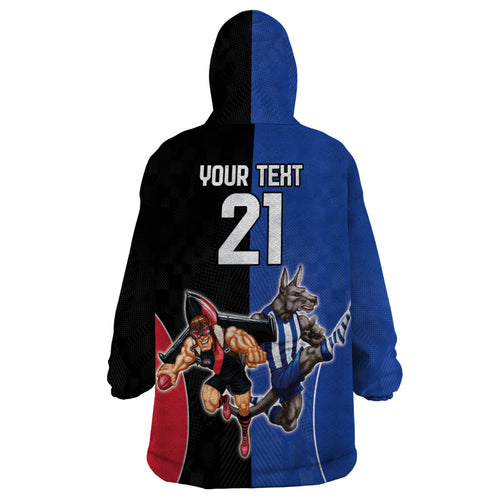 Custom Kangaroos and Bombers Wearable Blanket Hoodie Together Sporty Style