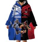 Custom Kangaroos and Bombers Wearable Blanket Hoodie Together Sporty Style