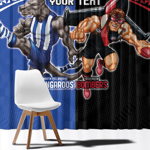 Custom Kangaroos and Bombers Window Curtain Together Sporty Style