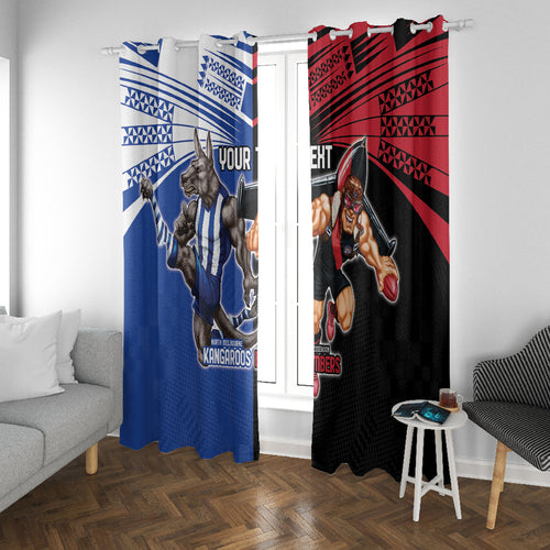 Custom Kangaroos and Bombers Window Curtain Together Sporty Style