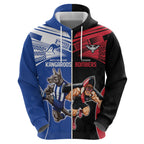 Custom Kangaroos and Bombers Zip Hoodie Together Sporty Style