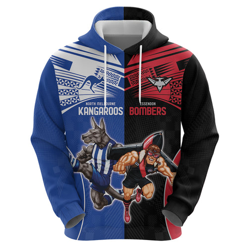 Custom Kangaroos and Bombers Zip Hoodie Together Sporty Style