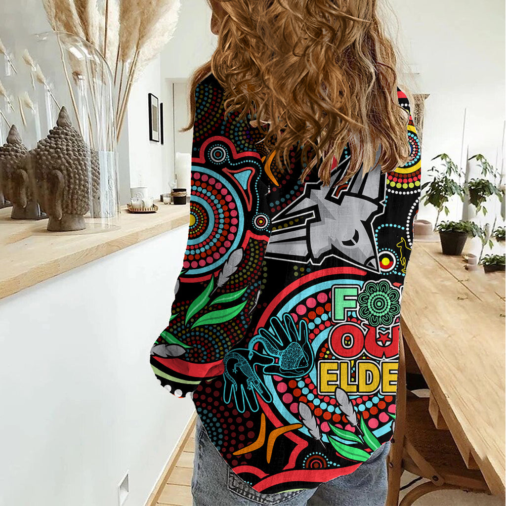 Bombers Football Aboriginal Art Women Casual Shirt NAIDOC Indigenous Tribal LT9