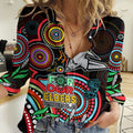 Custom Bombers Football Aboriginal Art Women Casual Shirt NAIDOC Indigenous Tribal LT9