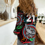 Custom Bombers Football Aboriginal Art Women Casual Shirt NAIDOC Indigenous Tribal LT9