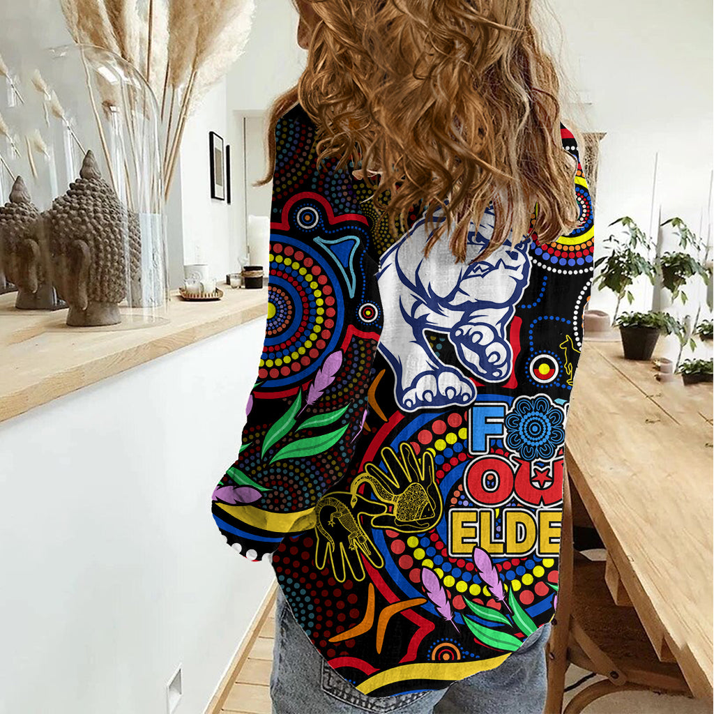 Bulldogs Football Aboriginal Art Women Casual Shirt NAIDOC Indigenous Tribal LT9