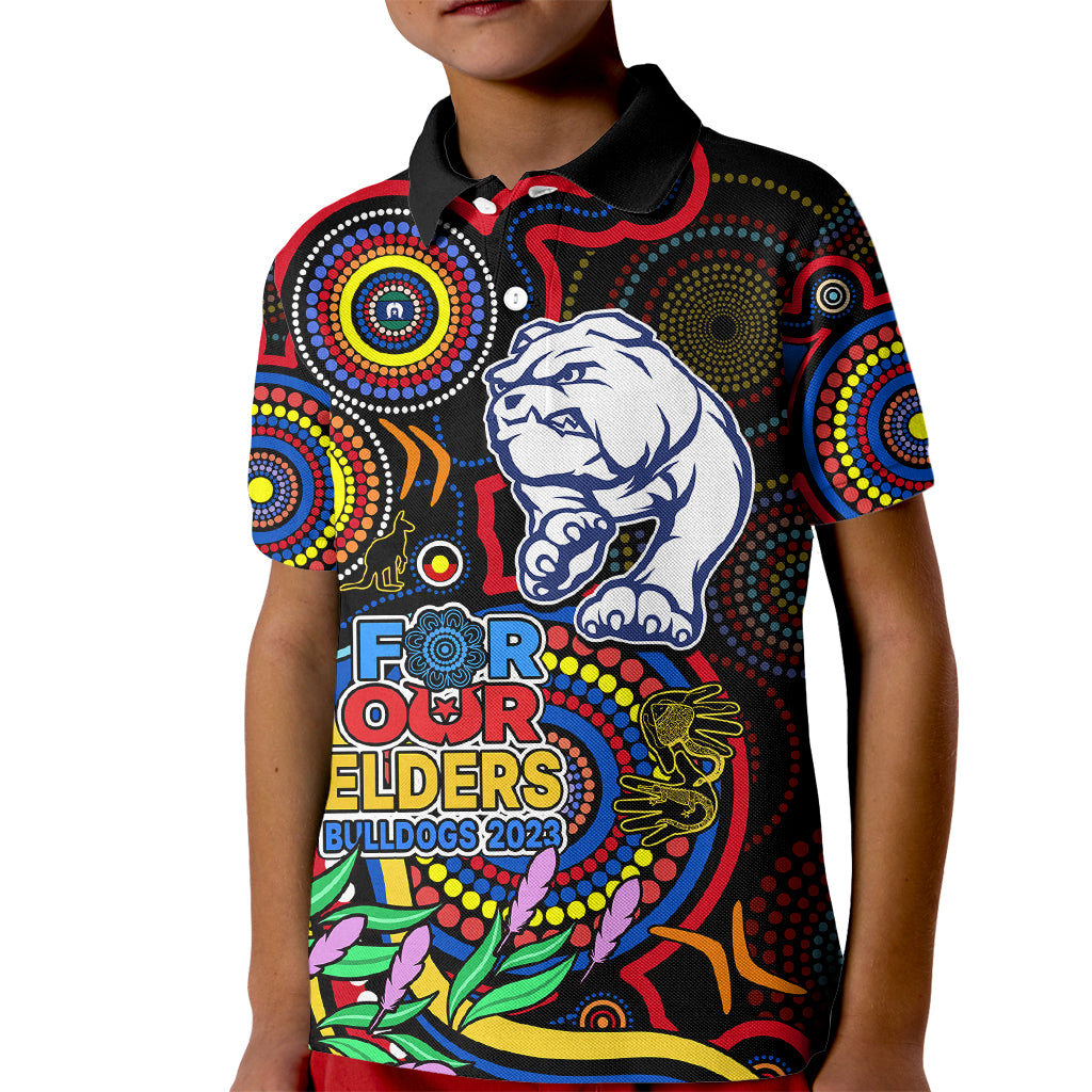 custom-bulldogs-football-aboriginal-art-kid-polo-shirt-naidoc-indigenous-tribal