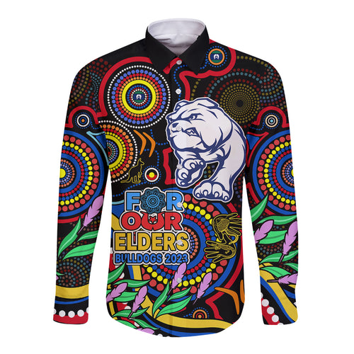 custom-bulldogs-football-aboriginal-art-long-sleeve-button-shirt-naidoc-indigenous-tribal
