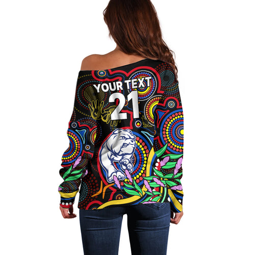 custom-bulldogs-football-aboriginal-art-off-shoulder-sweater-naidoc-indigenous-tribal