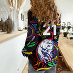 Custom Bulldogs Football Aboriginal Art Women Casual Shirt NAIDOC Indigenous Tribal LT9