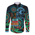 custom-carlton-blues-football-aboriginal-art-long-sleeve-button-shirt-naidoc-indigenous-tribal