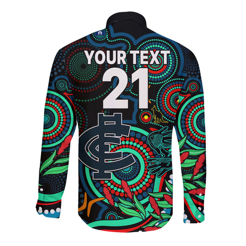 custom-carlton-blues-football-aboriginal-art-long-sleeve-button-shirt-naidoc-indigenous-tribal