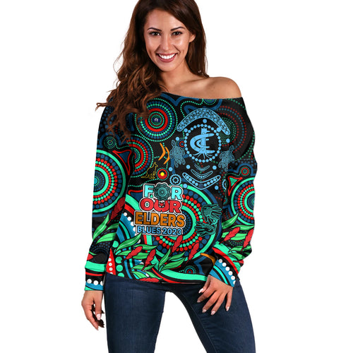 custom-carlton-blues-football-aboriginal-art-off-shoulder-sweater-naidoc-indigenous-tribal