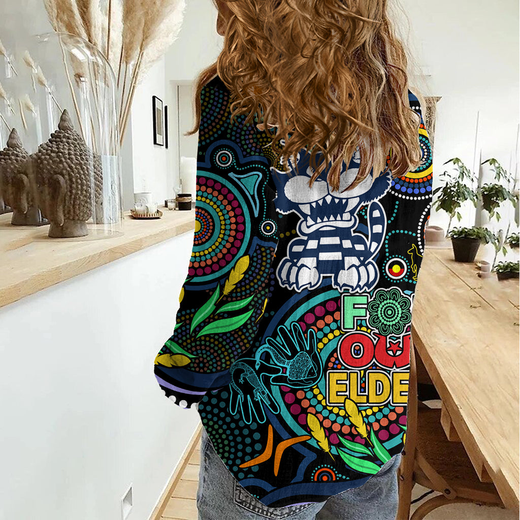 Cats Football Aboriginal Art Women Casual Shirt NAIDOC Indigenous Tribal LT9