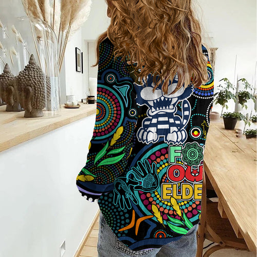 Cats Football Aboriginal Art Women Casual Shirt NAIDOC Indigenous Tribal LT9