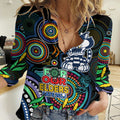 Custom Cats Football Aboriginal Art Women Casual Shirt NAIDOC Indigenous Tribal LT9