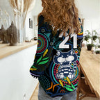 Custom Cats Football Aboriginal Art Women Casual Shirt NAIDOC Indigenous Tribal LT9