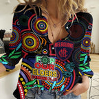 Demons Football Aboriginal Art Women Casual Shirt NAIDOC Indigenous Tribal LT9