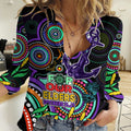 Dockers Football Aboriginal Art Women Casual Shirt NAIDOC Indigenous Tribal LT9